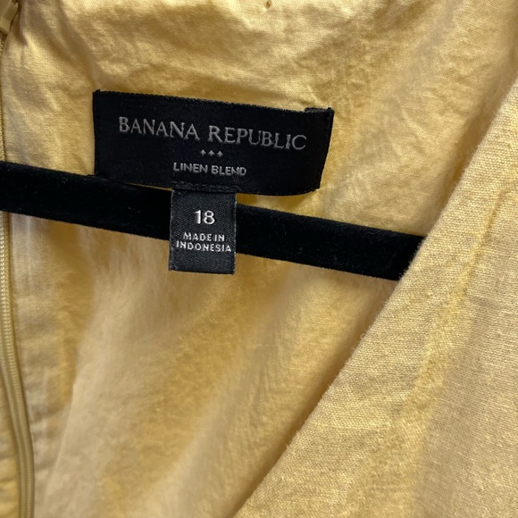 Banana Republic Linen Blend Button Front Sleeveless Yellow Dress - Picture 2 of 7